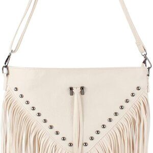 Women’s Leather Fringe Messenger Bag Hobo Crossbody Tassel Shoulder Bags, Gift f